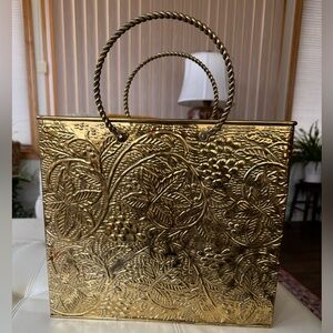 Vintage Gold Embossed Floral Embossed Magazine Holder